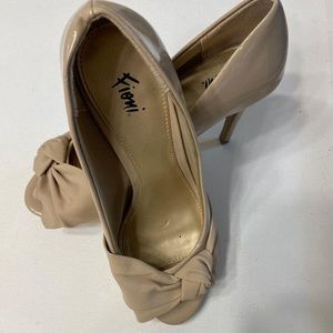 Beige/tan open toe high heels